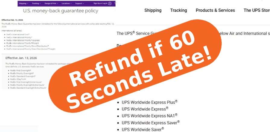 UPS Money-Back Guarantee Policy Screenshot